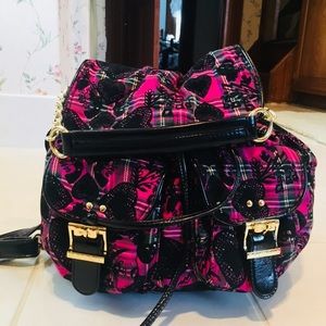 School of Hearts Betsey Johnson Goth Plaid Bag